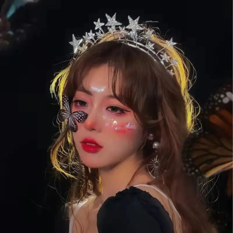 Bridal Headdress Japan and South Korea New fairy Star Tirara Super Shiny Wedding Dress Hair Accessories