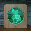Bear with Heart Design Laser Engrave Light Wooden Texture Photo Frame 3D Lamp Gift for Friend or Home Decor