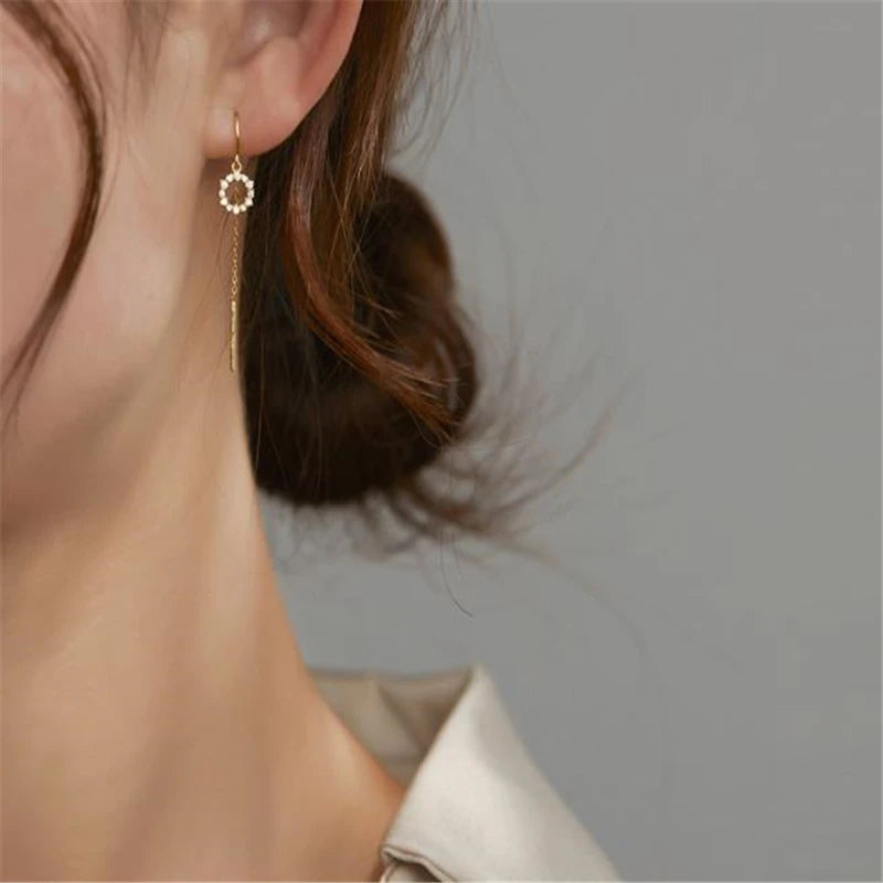 Pendiente Fashion Hollow Small Ring Earrings for Women Temperament Earline Earrings Simple Versatile Jewelry Drop Earrings