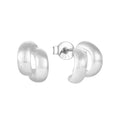 925 Sterling Silver Double Loop Stud Earrings Hypoallergenic Matte Finish Rhodium Plate Geometric Hoop Design for Wedding Gift