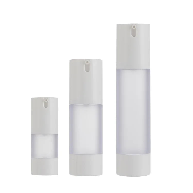 Frost Airless Bottle 15ML 30ML 50ML Empty White Pump U Type Vacuum AS Plastic Refillable Cosmetic Lotion Emulsion Packaging