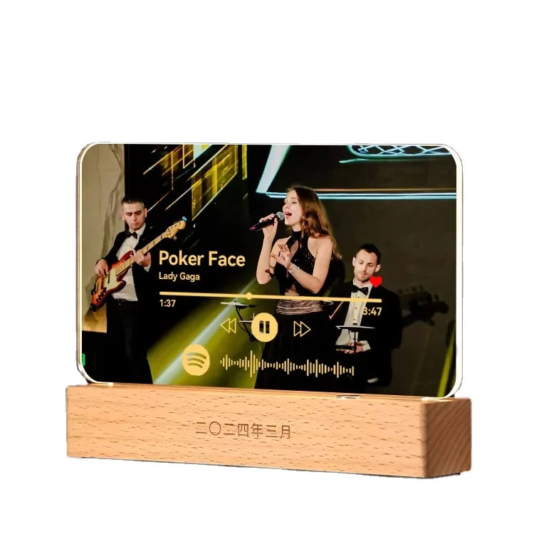 Custom Spotify Code Acrylic Music Glass Board Personal Photo Style Anniversary Photo Album Plaque for Couples Awards Trophy