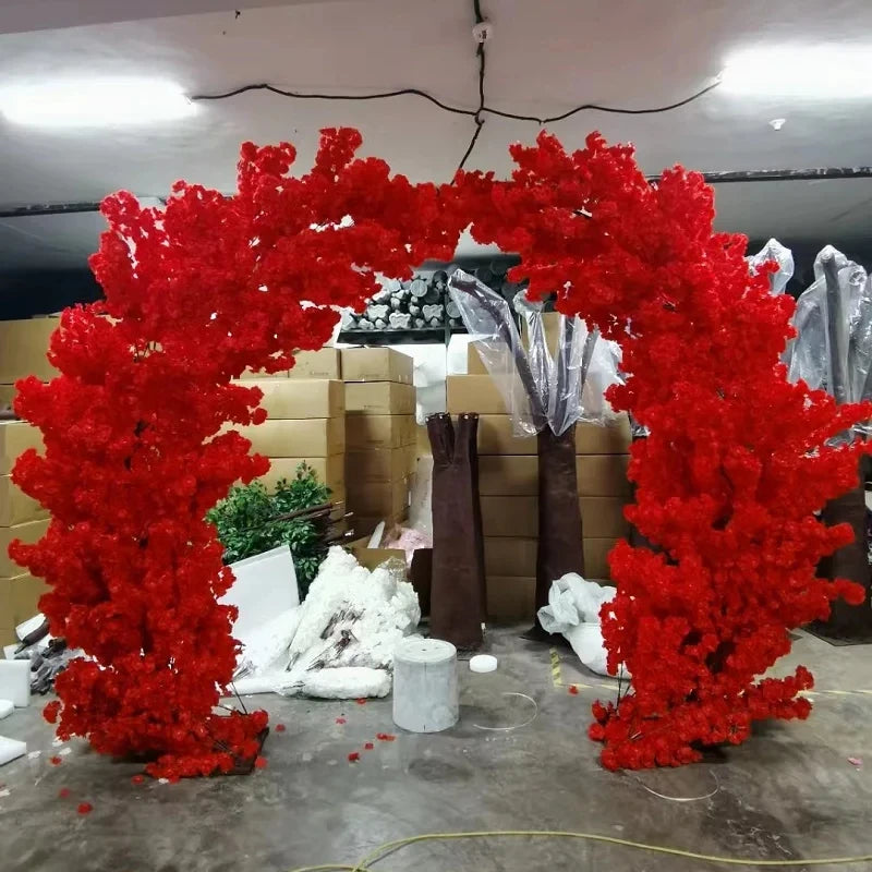 Mini Red Blush Artificial Cherry Blossom Tree Arch Wedding