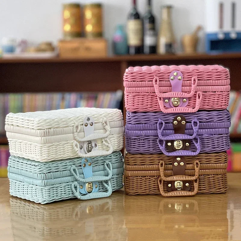Factory Outlet Rattan Storage Boxes Rectangle-shaped Basket for Picnic & Cosmetic Storage for Outdoor & Indoor Use