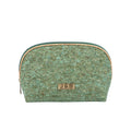 New Design Eco-friendly Cork Cosmetic Bag Pouch with Natural Material Custom Zipper Pouch with Metal Plate logo