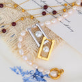 Chris April Fashion Hypoallergenic Jewelry 316L Stainless Steel 18K PVD Plated Shell Pearl Geometric Oblong Hoops Earrings