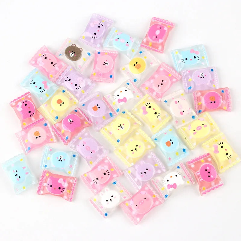 Resin Cartoon Candy Flat Back Resin Charms Cabochon for Slime Filler Kid DIY Mobile Phone Hairclip Keychain Decoration Craft