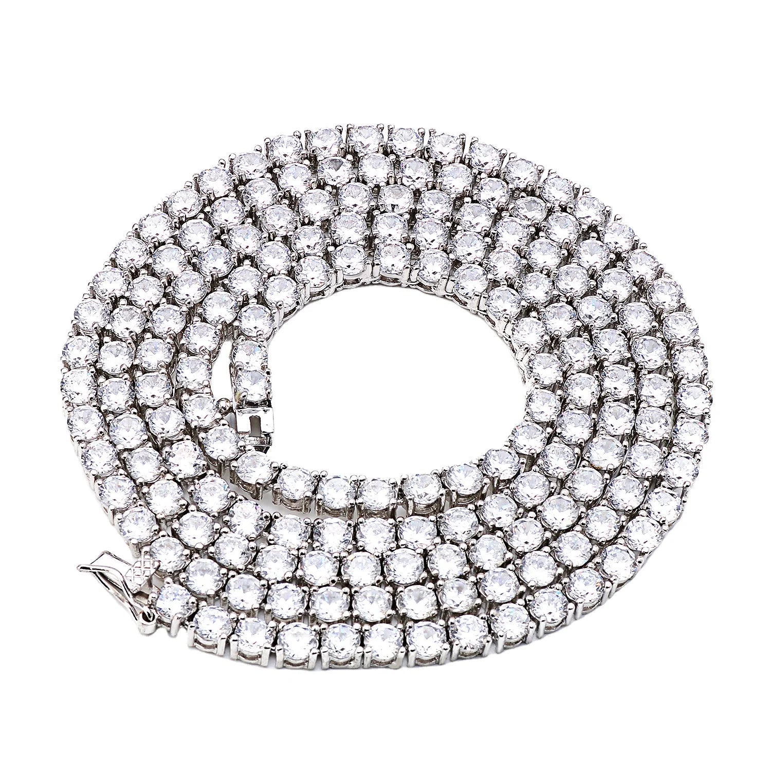 Jasen Classic Brass Silver Tennis Necklace Radiant Cut Cubic Zirconia Moissanite Diamonds Claw Setting 18K Gold Plated IGI