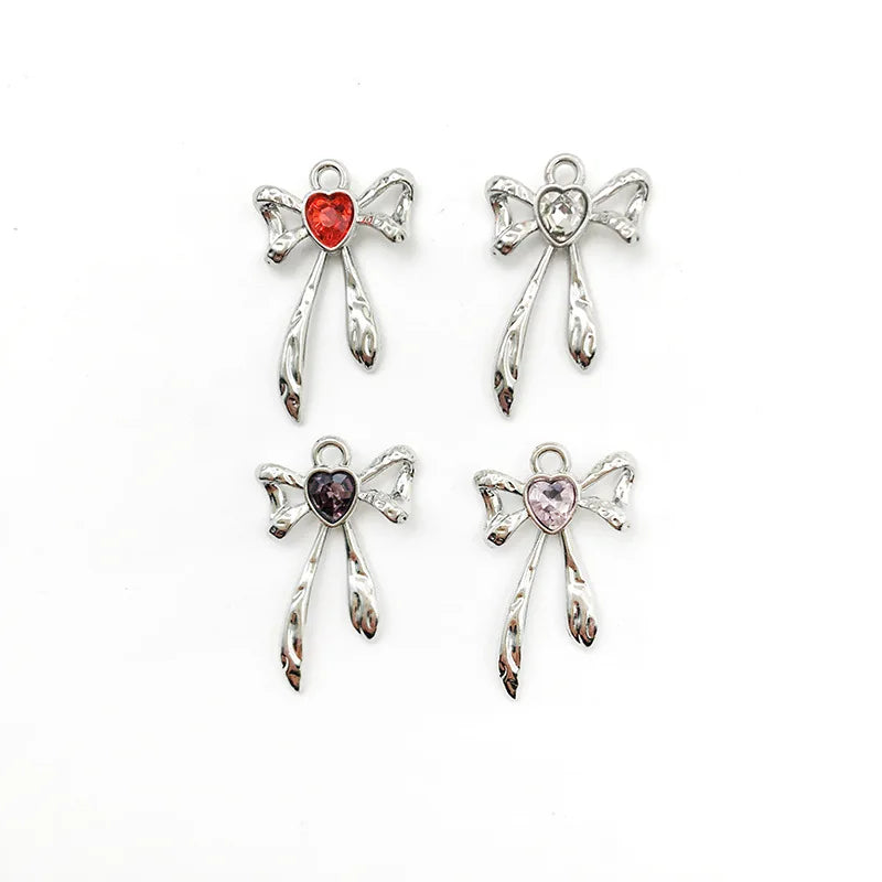 AA00098 15x24mm Korean Diamond Bow Pendant Colorful Earrings DIY Accessories Charms Wholesale