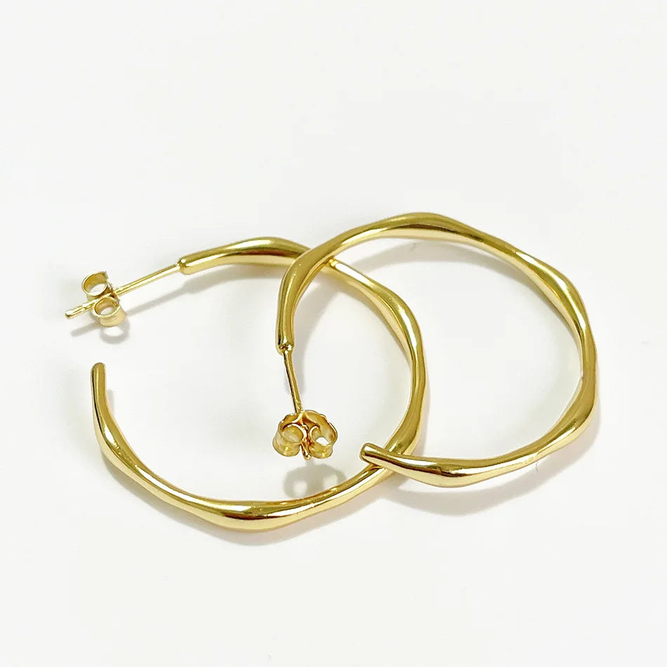 VIANRLA 925 Sterling Silver Jewelry Irregular Hoop Earring 18k Gold Plated Earring for Women Dropshipping Wholesale