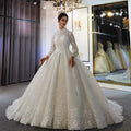 NS3765 Gorgeous Women Wedding Dress for Fairy Bride Pearls Floral Lace Milk Tulle Skirt