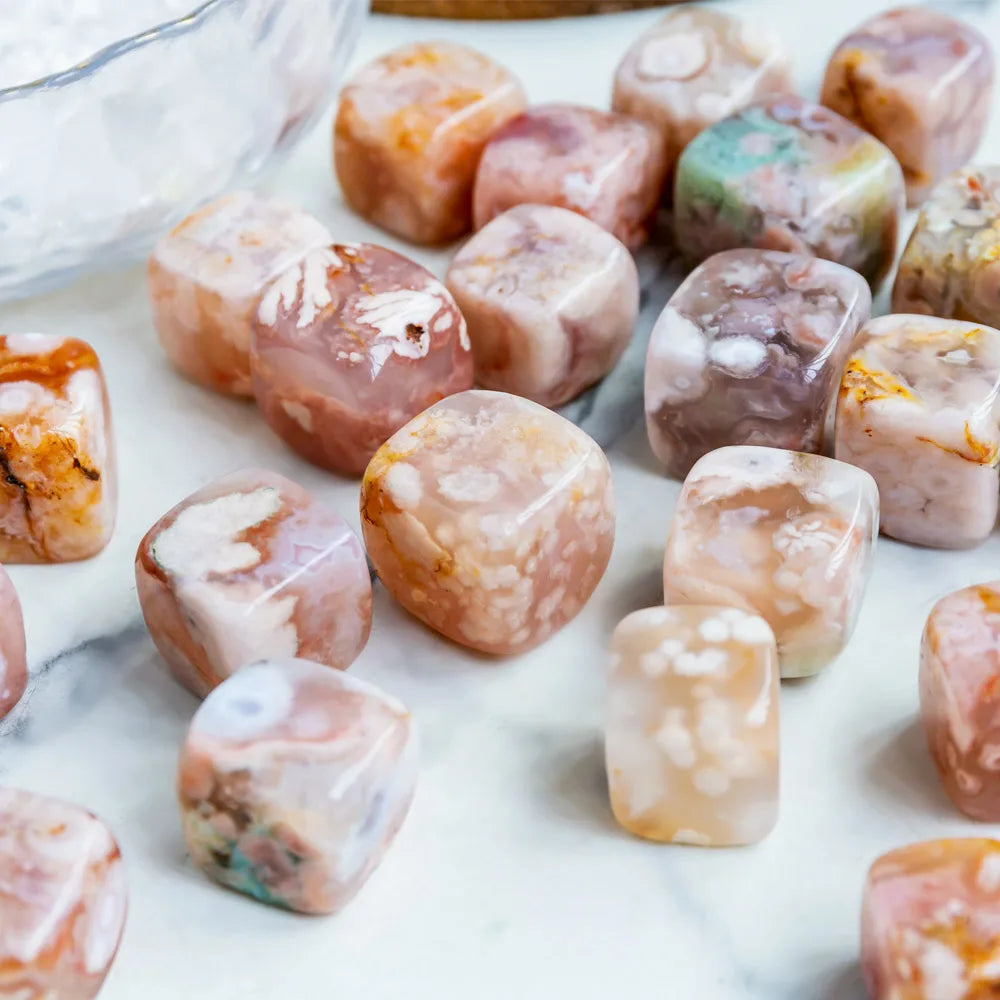 New Arrivals Natural Healing Polished Reiki Gemstone Flower Agate Cube Crystals Colorful Home Decoration