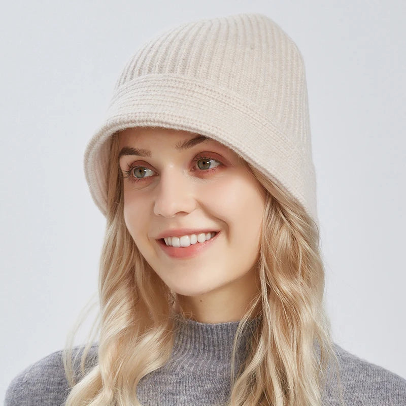 Wholesale Winter Wool Knitted Crochet Knitted Bucket Hats for Women  Korean Plain Color Warm Handmade Knitted  Bucket Hats