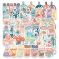 50PCS Cute transparent cartoon bottle boba milk tea drink beverage sticker