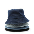 Unisex Vintage Fisherman Denim Bucket Hat Black Blue Washed Jeans With Printed Pattern for Fishing Parties Men Women All Ages