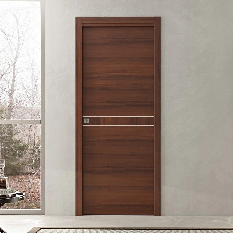 Italian 32 Inches Interior Wood Doors Designs Modern Bedroom Door Styles 3mm Plywood for Door Walnut