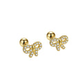 Hot Sale 925 Sterling Silver Gold Plated Rosette White Zircon Stud Earrings Girl Woman Fashion Jewelry Butterfly Earrings