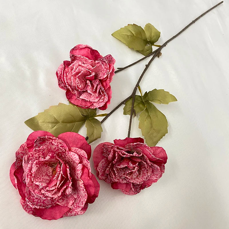 Multicolor-Rose Red Modern Style Artificial Flower Wedding Decoration Glazed Peony