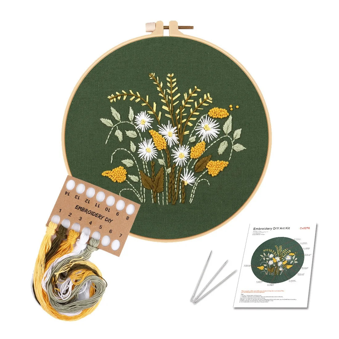 78421 4 6 8inch Needle Threads Bamboo Wooden Cross Stitch Embroidery Hoops Starter Kit for Beginner DIY Needle Craft