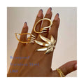 ERESI Waterproof Women Fashion Jewelry Ring Sets Custom Chunky 18K Gold Plated Stainless Steel Leaf Rings for Party or Gift