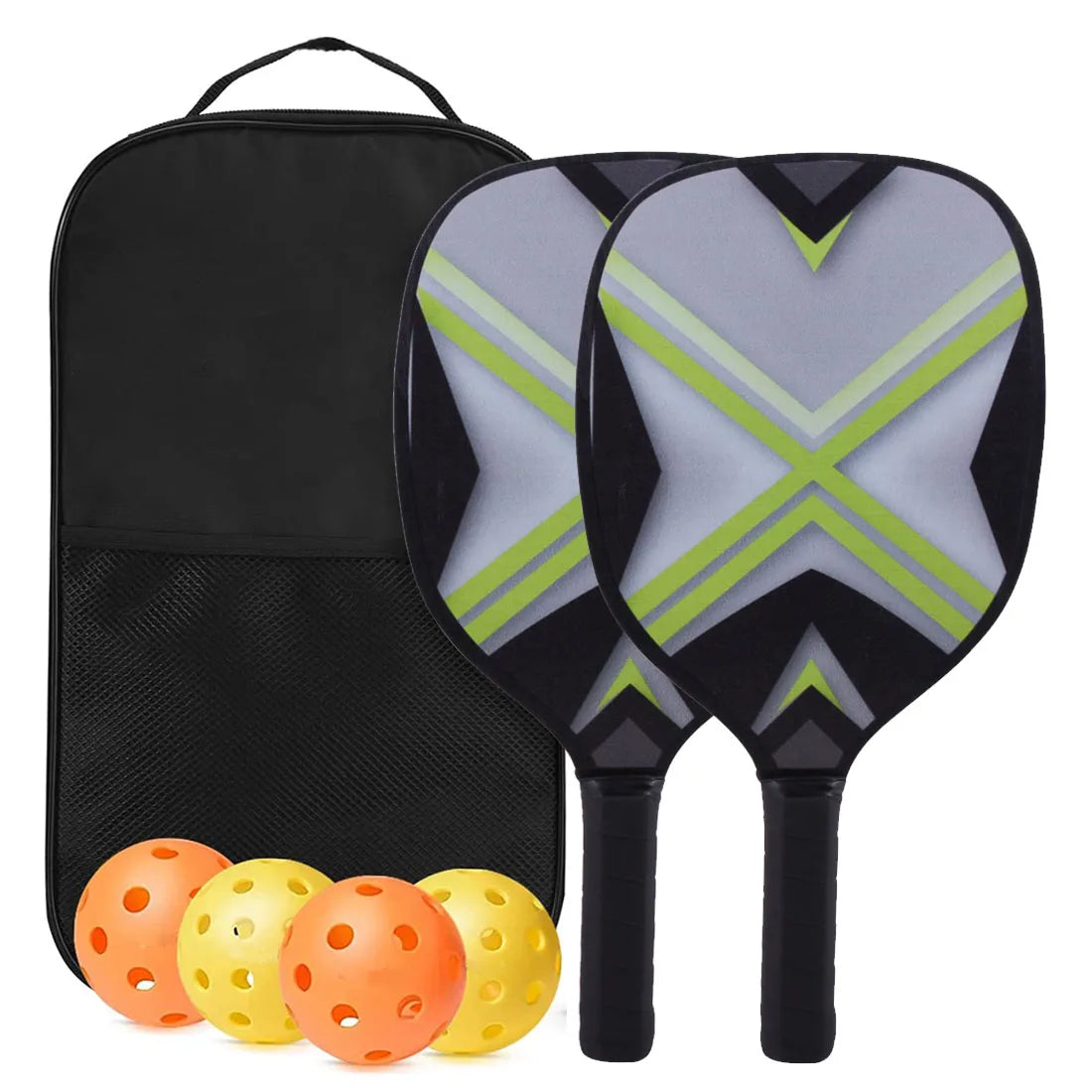 2 Carbon Pickleball Paddles with 4 Balls Set Wood Racket for Entertainment Sports Comes with Carry Bag