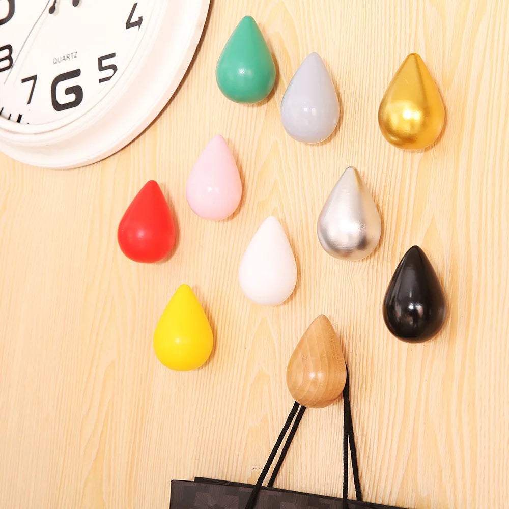 Hat Bag Towel Key Chain Dressing Room Wooden Water Drop Raindrop Wood Wall Decoration Coat Racks Hooks Hanger Backpack