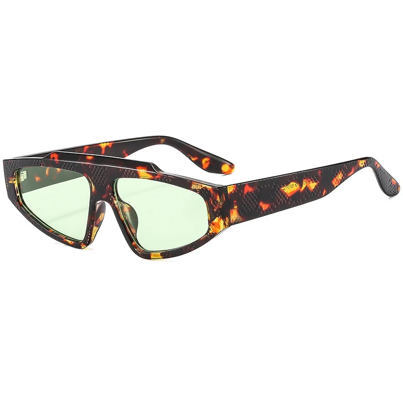 STY3900N Retro Tortoiseshell Flat Top Triangle Sunglasses Women Men Fashion Wide Legs Green Blue Lens Sun Glasses Gafas De Sol