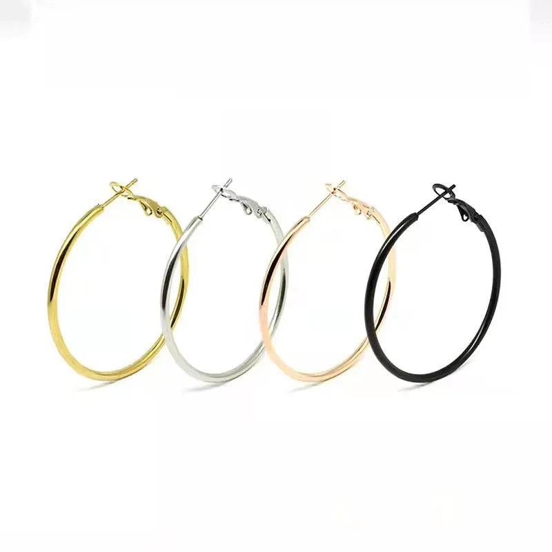 Hypoallergenic Huge Circle Hoops Huggie Earring 18K PVD Gold Plated 316L Stainless Steel Hoop Earrings for Women's Earrings Set