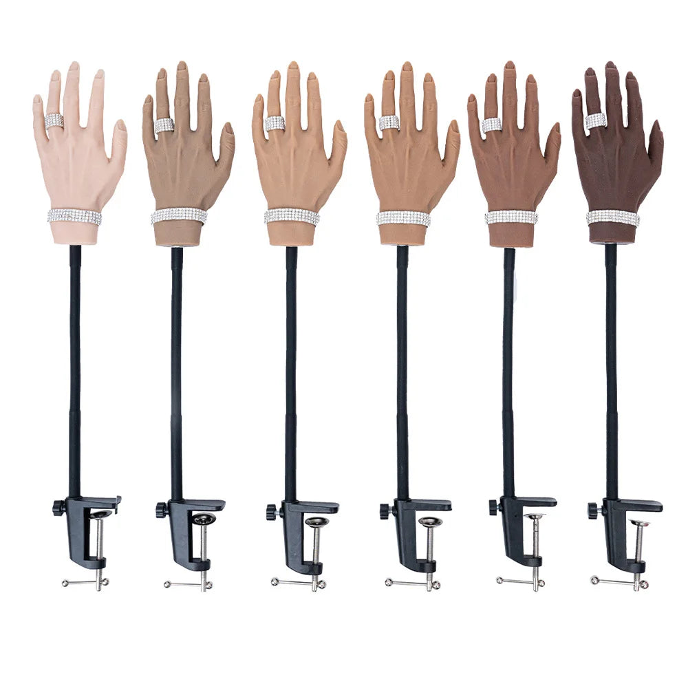 Top Selling Silicone Artificial Manicure Practice Hand Model With Stand Nail Art False Practice Finger