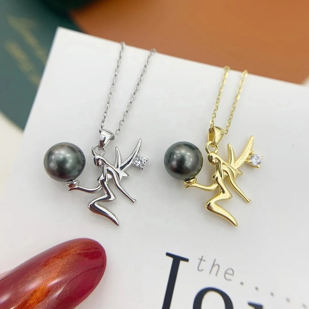 P365 8-9mm DIY Natural  Freshwater Pearl Charm Pendant Necklace Chain Accessory 925 Sterling Silver Jewelry for Women