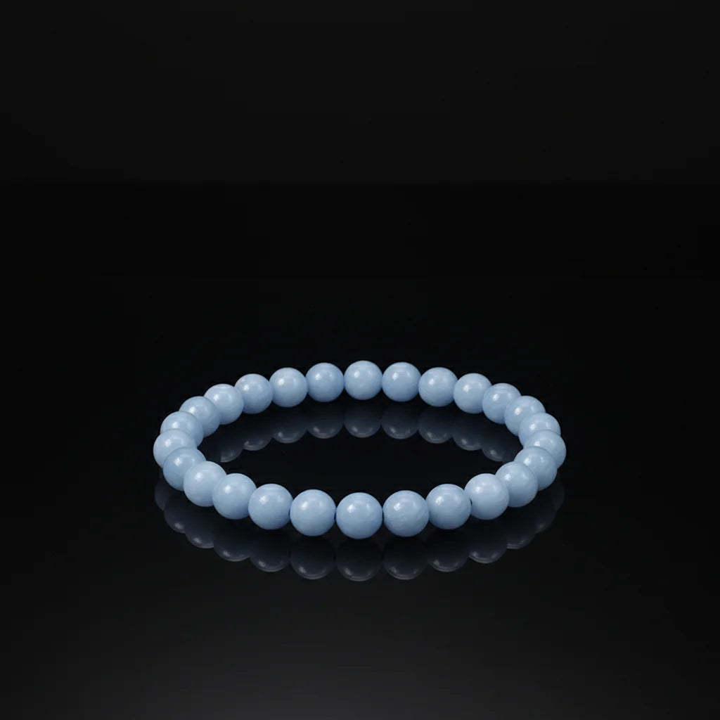 8mm Natural Blue Angelite Crystals Semi-Precious Healing Stone Beads Fashion Bracelets Bangles for Men and Women