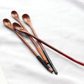 Red Black Color Painted Natural Wood Stir Mixing Spoon with Thin Long Handle for Drinking Coffee Tea