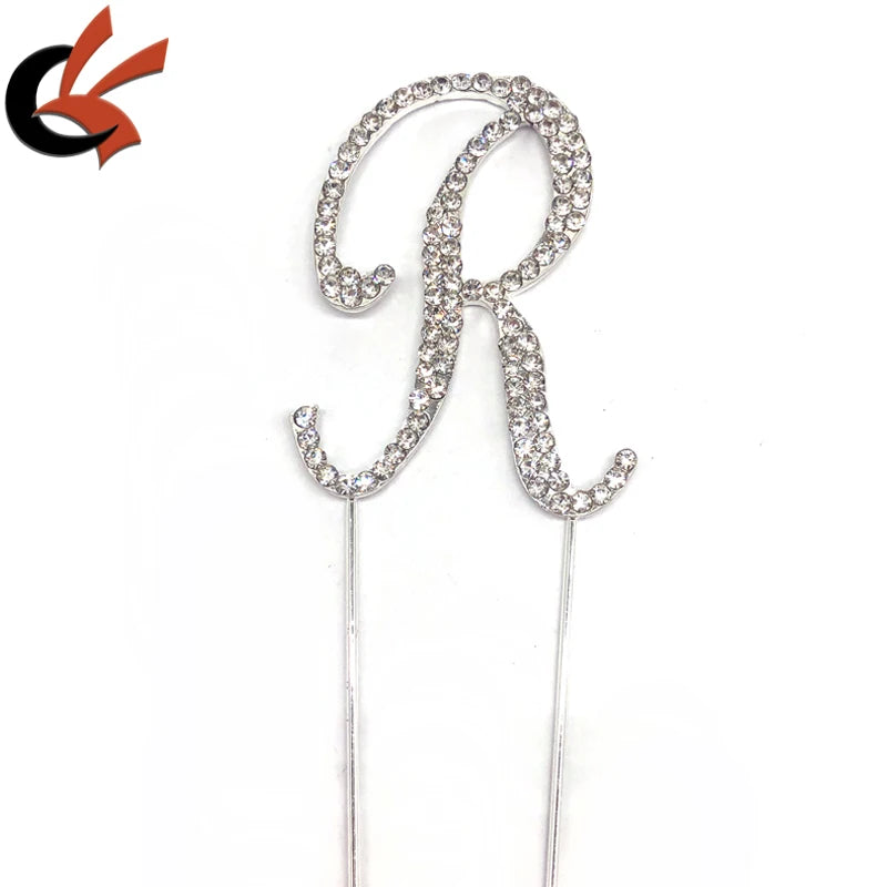 Alphabet R Shining Full Diamonds Crystal Party Cake Topper Pins Reusable Luxury for Christmas Graduation Valentine's Day Easter