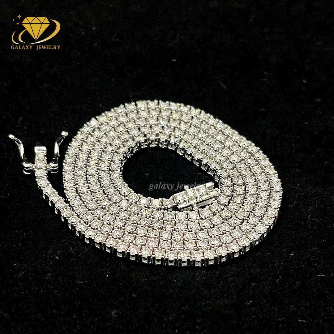 Ready to Ship Moissanite Tennis Chain Diamond Prong Set 925 Sterling Silver Eternity Band Glow Necklace Moissanite VVS Bracelet