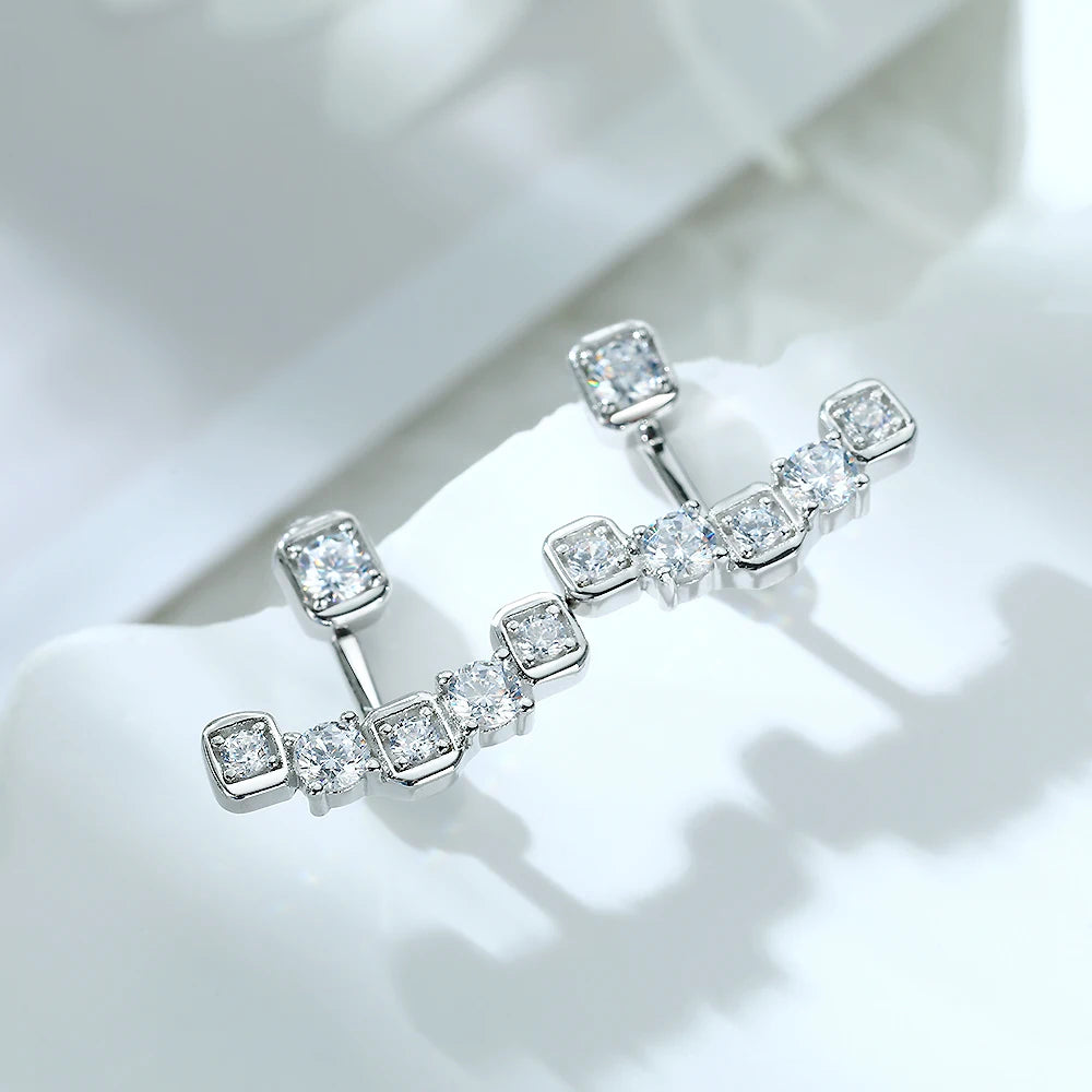 Sun Star Jewelry Supplier Fashion Geometric Cubic Zirconia S925 Sterling Silver Stud Earrings for Women