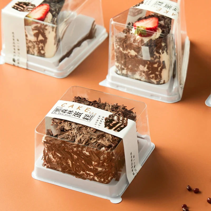 Luxury Black Forest Cake Square Transparent Cake Dessert Box Dessert Boxes Clear Lid Dessert Plastic Box