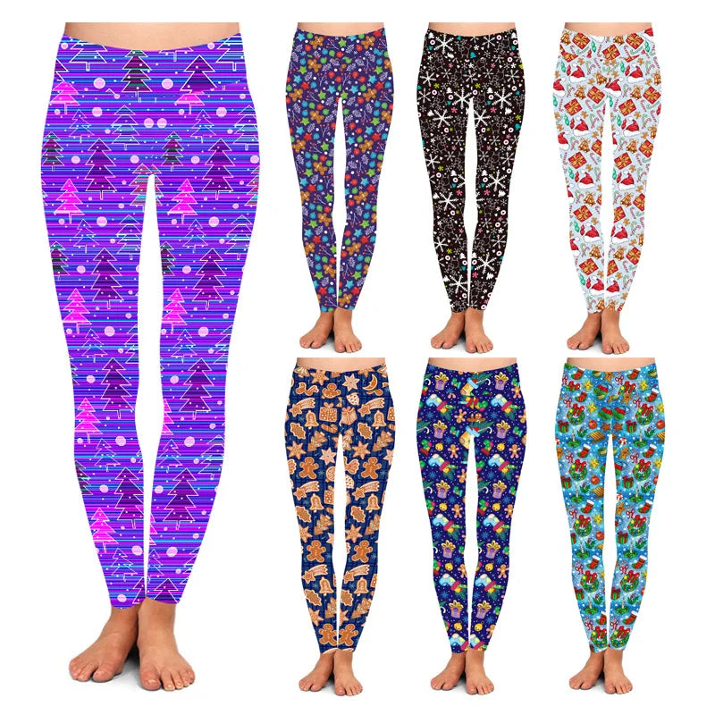 2025 Hot Sale High Waist Yoga Pants Printed Christmas Sports Fitness Athletic Leggings Trouser Women Leggings