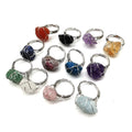 Rough Irregular Genuine Stone Adjustable Ring for Women Gemstones Jewelry Raw Stone Ring