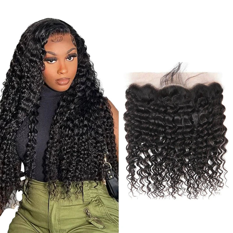 13 X 4 Lace Frontal Body Wave Transparent Lace Frontals With Bangs Baby Hair 100% Remy Human Hair 200% Density Natural Color