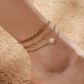 Bracelet De Cheville 3 Layer Gold Plated Snack Paperclip Figaro Chain Stainless Steel Pearl Anklets for Women