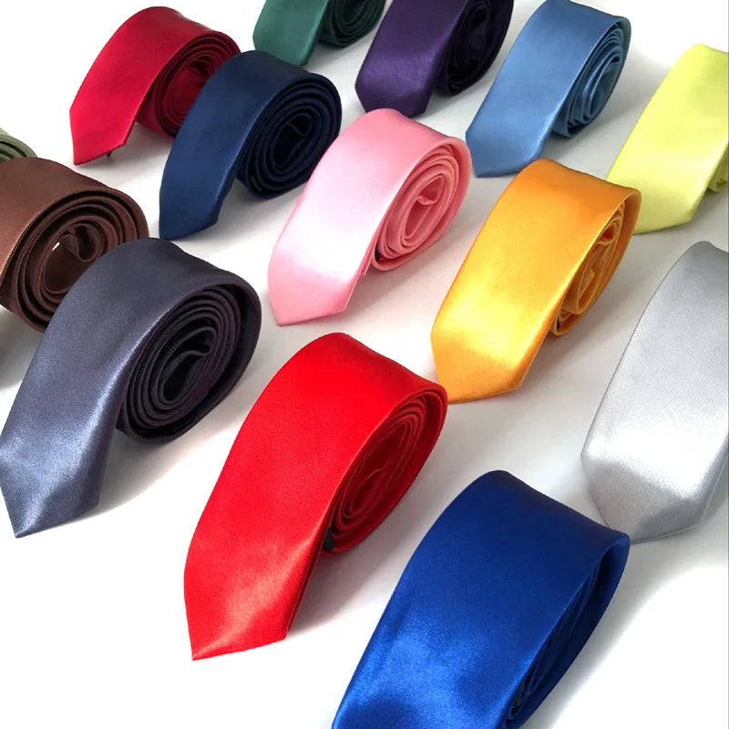 China Factory Price Tie for Men 5cm Slim Tie Solid Color Necktie Polyester Narrow Royal Blue Gold Party Formal Fashion Ties