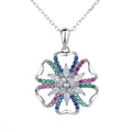The New 925 Silver Fashion Women's Rainbow CZ Pendant Necklace Multi-color CZ Stone Pendant