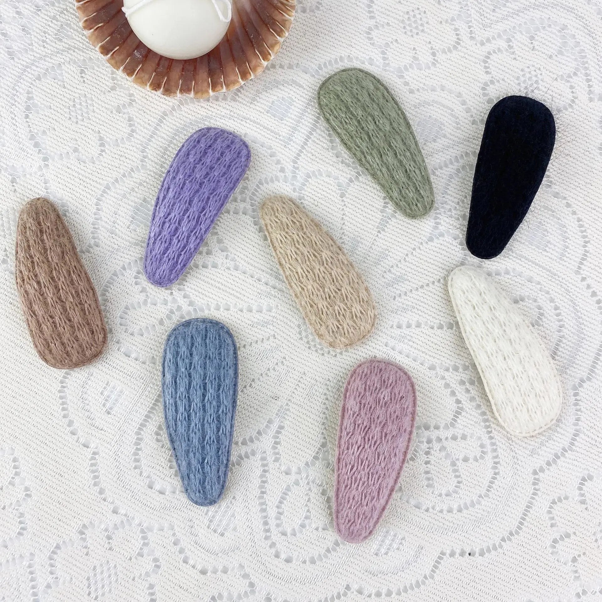 New Arrival Korean Girls Wool Knitted Bobby Pins Candy Color Rectangle Snap Clip Soft Hair Clip for Girls Hair Accessories