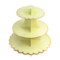 Yellow Cardboard 3 Tier Cupcake Display Stand Paper Dessert Tower for Birthday Wedding Party