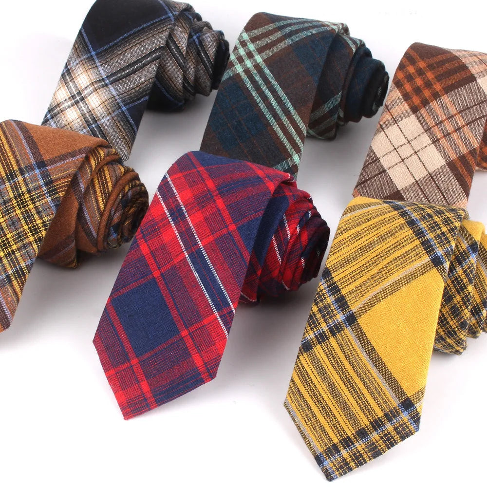Tie Manufacturer Cheap Skninny Vintage Ties for Men England Plaid Checked Necktie Corbatas Men