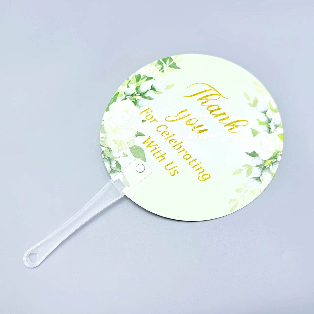 Custom Wedding Round Plastic Hand Fan Transparent PVC Hand Held Fans Advertising PP Fans for Guest Promotion Gift