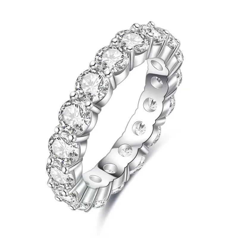 Trendy 925 Sterling Silver Fine Jewelry Rings Proposal Wedding Engagement Promise Moissanite Ring Eternity Band Rings