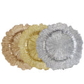 Wholesale Cheap 13Inch Luxury Gold Reef Custom Decorative Irregular Glass Underplate Charger Plate for Wedding Banquet Event