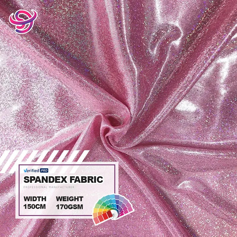2024 New Arrivals Wholesale Fashion Colorful Golden Glitter Lurex Stretch Jersey Holographic Fabric