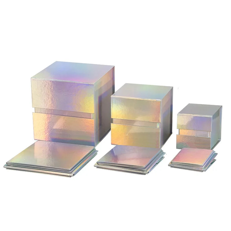 Square Foldable Box Flip Magnet Boxes Laser Gift Package Holographic Gift Box